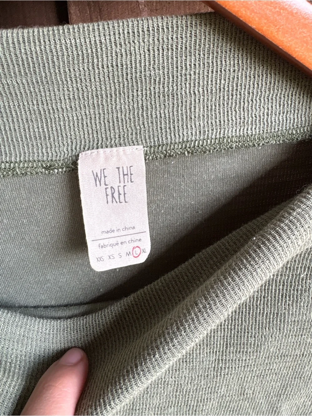 Free People We the Free Olive Green Shoulder Zip dolman top